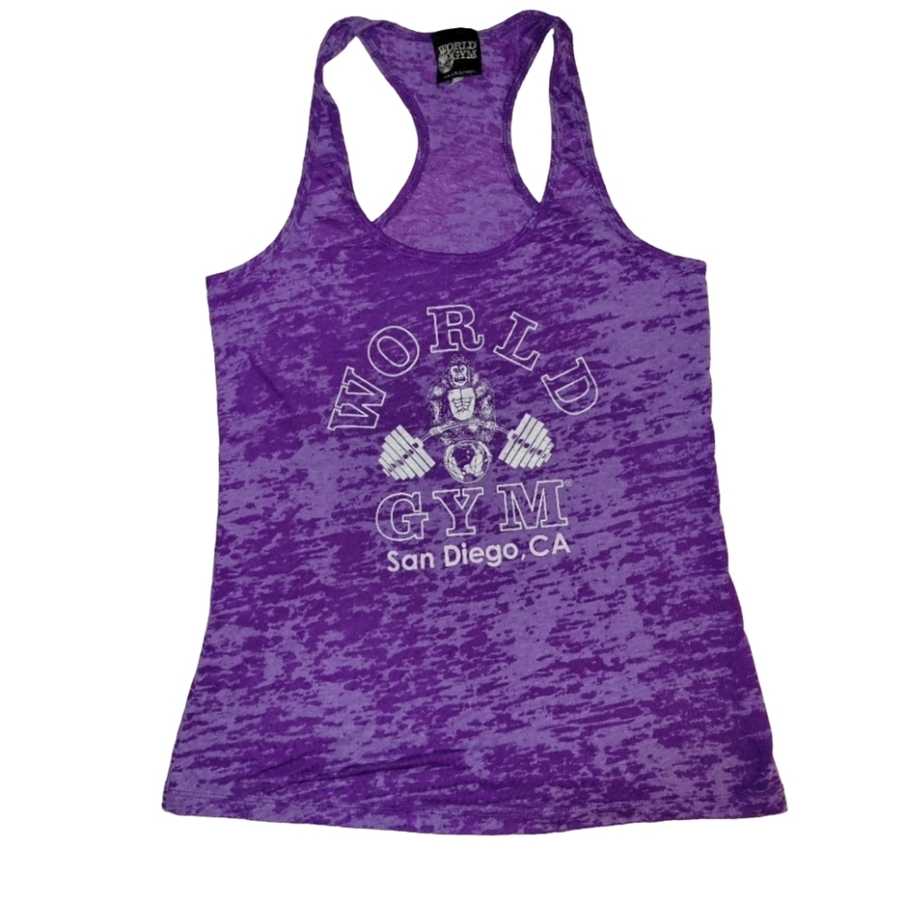 World Gym San Diego Purple Burnout Racerback Workout Tank Size M